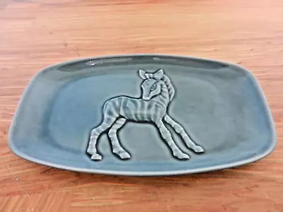 Buy Vintage Poole Pottery Delphis Teal Zebra Rectangular Ceramic Pin Dish 18x10cms • 12.50£