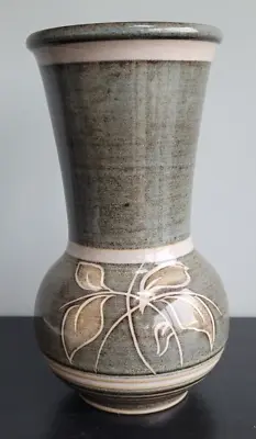 Buy Vintage Denby Pottery Trumpet Vase 'fresco' Leaf Pattern Stoneware 1970's • 14.99£