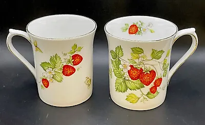 Buy 2 Queen's England Bone China Virginia Strawberry Flat Cups Mugs • 14.19£