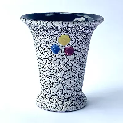 Buy Vintage Italian Pottery Fanciullacci Vase Textured Black & White Retro MCM 1950s • 15£