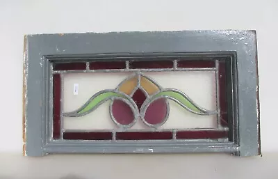 Buy Antique Stained Glass Window Panel Old Wooden Art Nouveau Victorian 20 X10.5  • 40£