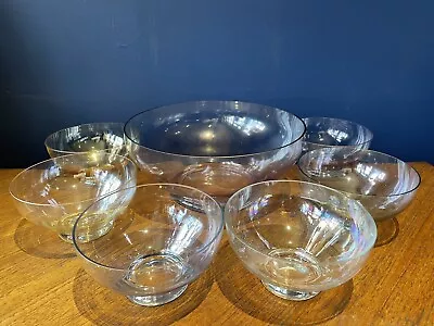 Buy Vintage Retro Harlequin Coloured Glass Dessert IceCream Fruit Bowls Dishes X7 • 20£