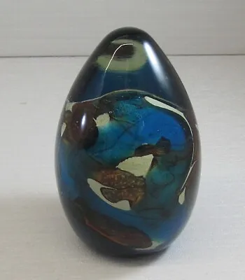 Buy Mdina Art Glass Egg Shaped Paperweight Green Blue Maltese Signed • 19.95£