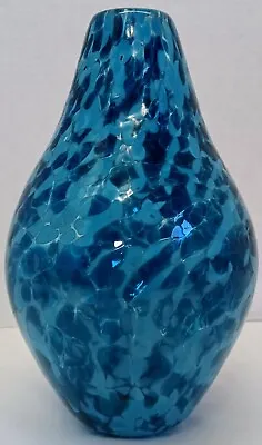 Buy Blue Confetti Hand Blown Art Glass Vase SIGNED WB 09 Beautiful Modern Abstract  • 32.66£