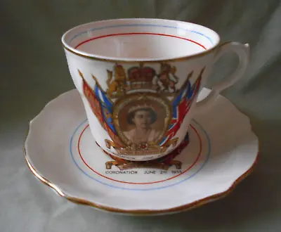 Buy Washington Pottery Queen Elizabeth II Coronation Cup And Saucer, Unboxed • 9.50£