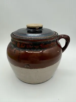Buy Antique Stoneware Pottery Beanpot With Lid Early 20th Century • 18.94£