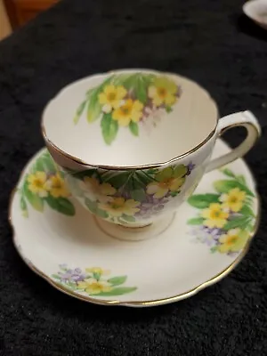 Buy Duchess Bone China Footed Teacup & Saucer. Yellow Floral Pattern - England • 11.44£
