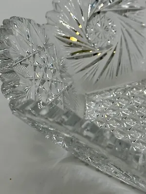 Buy American Brilliant Cut Glass Bowl Hexagon Base 6 Petal Star And Pinwheel Designs • 30.74£