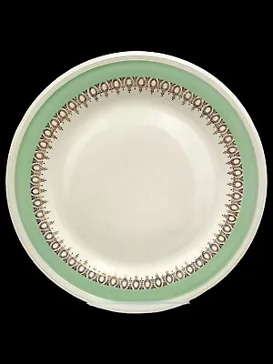 Buy VTG 1950s Edwin Knowles USA Ironstone LUNCHEON PLATE Mint Green Band 22K Gold • 17.36£