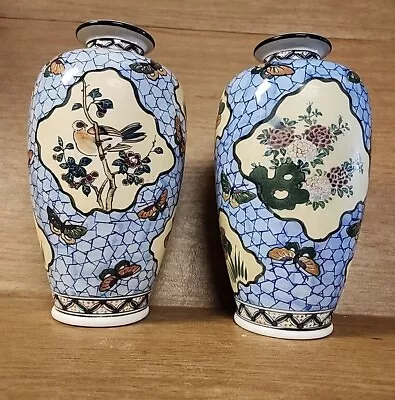 Buy Pair Antique Japanese Porcelain Vases Hand Painted 9.25  • 188.50£