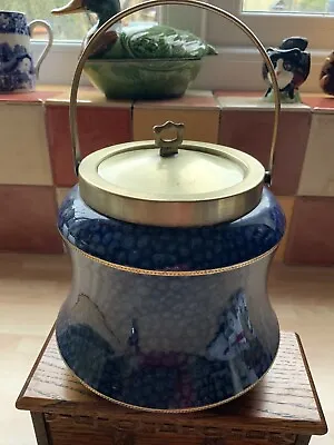 Buy Vintage/Antique W M Adams Tunstall Blue Pottery Biscuit Barrel 5 1/2  Tall • 17.99£
