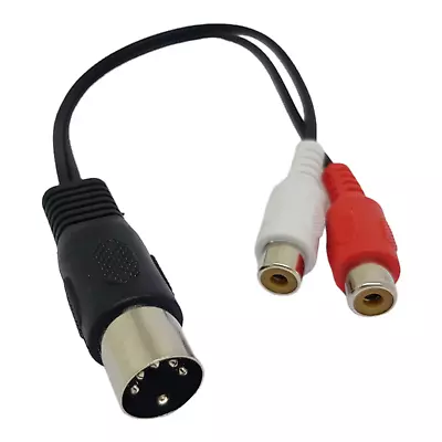 Buy 0.2m 5 Pin Din Male Plug To Twin RCA Phono Sockets Adapter Cable • 2.89£