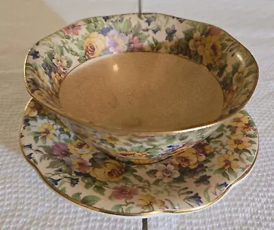 Buy Rare Royal Winton Grimwades 'Bedale  Chintz Saucer And Bowl • 57.01£