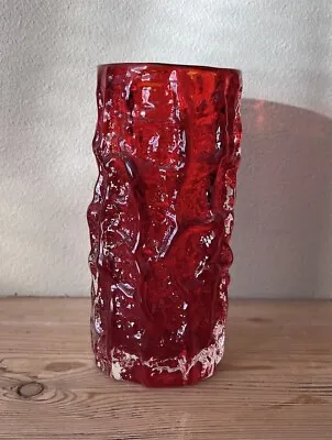 Buy Whitefriars Glass Ruby Red Bark Vase.  2 Available • 65£