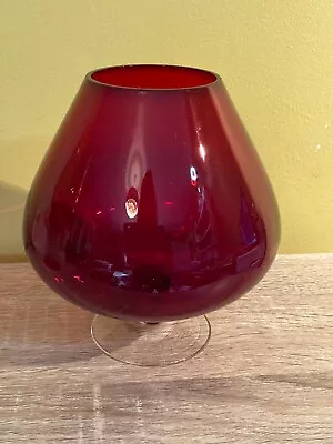 Buy Vintage Retro Ruby Glass Oversized Brandy Balloon • 14£