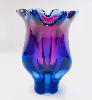 Buy Vintage Glass Vase Chribska Sklarna Czech Cranberry Colbert Blue Josef Hospodka • 55£
