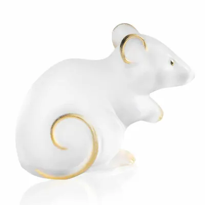 Buy Lalique Crystal Clear & Gold Stamp Mouse Sculpture Large #10686600 Brand Nib F/s • 472.90£