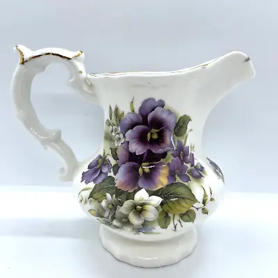 Buy White Dalyn Bone China Purple Pansy Flowery Floral Jug Creamer • 16.99£