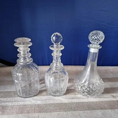 Buy 3x Vintage Glass Decanters • 14.99£