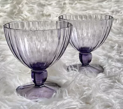 Buy Vintage Amethyst Glass Pedestal Glasses • 18.17£