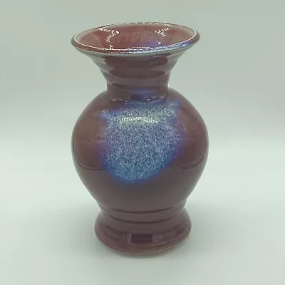 Buy Art Pottery Flambé Glazed SIGNED Cranberry And Blue Vase 8” • 28.36£