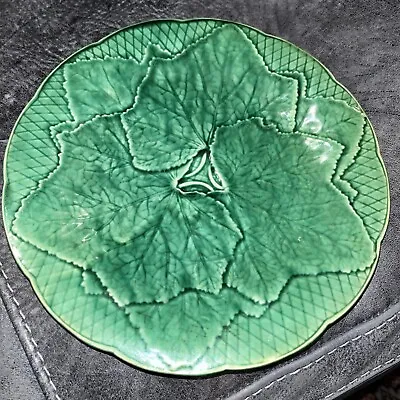 Buy Antique French Gien “creation Primefleur” Green Majolica 81/2 Ins Plate • 19£