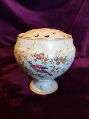Buy Antique Crown Ducal Rose Bowl / Vase Birds & Butterflies  & Original Frog • 26.99£