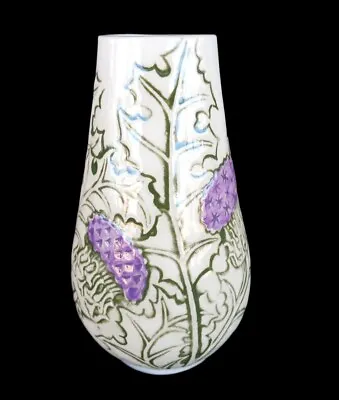 Buy Scottish Thistle Vase Jacqui Seller Ceramics 5  Purple Flowers Green Leaves  • 18.70£