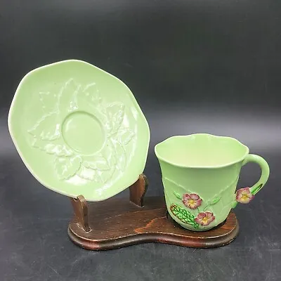 Buy Antique Green Relief Tea Cup & Saucer By Carlton Ware - England • 28.44£