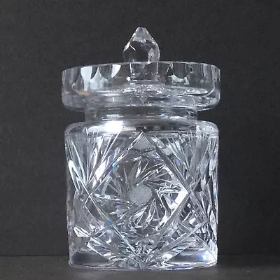Buy Vintage Czech? Crystal Cut Glass Pinwheel Design Jam Jar, Preserve With Lid. • 5£
