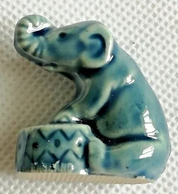 Buy Wade Whimsie Vintage Collectable Porcelain Grey Blue Glazed Asian Elephant • 7.79£