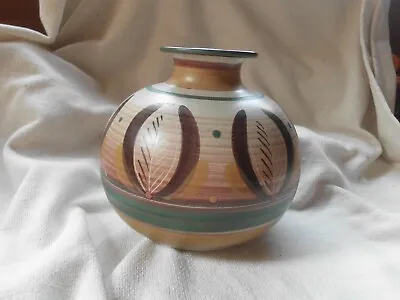 Buy Porta Celi Spanish Pottery Retro Squat Vase ~ Earth Colours ~ Hand Painted • 14.99£