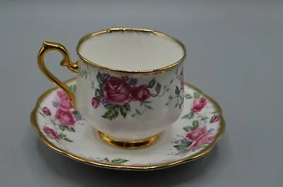 Buy Royal Albert Teacup And Saucer Roses Heavy Gold Trim Bone China England 1950s • 23.65£
