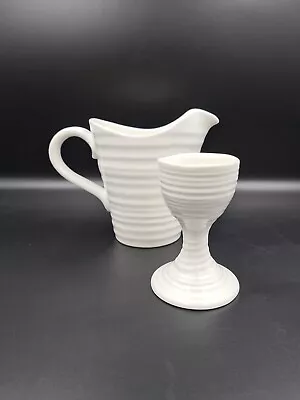 Buy Sophie Conran For Portmeirion White China Ripple Jug 3/4 Pint PLUS Egg Cup! • 15£