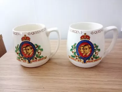 Buy May 1937 Royal Coronation Of King George Vl Queen Elizabeth Pottery Cup Mugs X2 • 14£