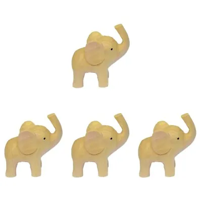 Buy  4 PCS Elephant Ornaments Basswood Household Animal Decors Craft • 39.05£
