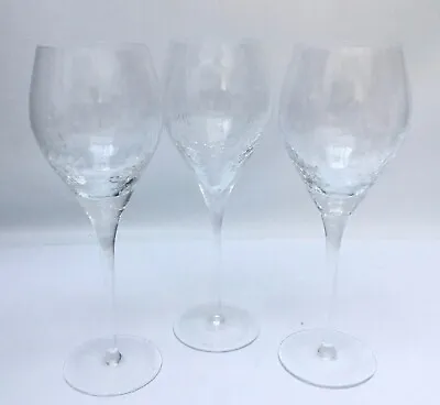 Buy 3 Pier 1 Crackle Reflections Clear Wine Glasses 9 1/4” • 36.88£