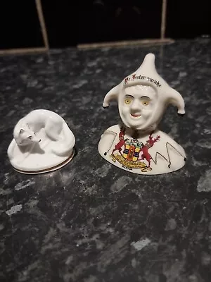 Buy Antique Carton Ware Two Faced Jester ,Buxton , Plus One Royal Worcester Fox • 25£