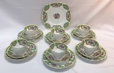 Buy FOLEY Vintage Set 712 EB&Co 1930s Gilded Bone China Cups Saucers Cake Plate 19pc • 55£