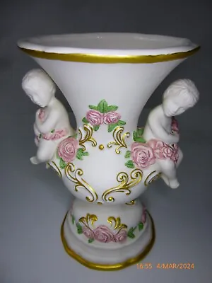 Buy Cherubs Of Love Vase Fine Porcelain Hand Painted - Franklin Mint 1989 • 18£