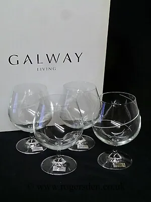 Buy Galway Crystal  A Set Of 4 Belleek Brandy Glasses • 39.95£