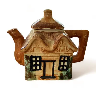 Buy Vintage CottageCore Ceramic Teapot (READ) Thatched Cottage, Rustic, 1950s, Retro • 10.55£