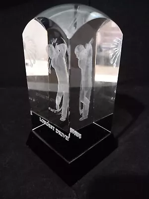 Buy Heavy Etched Glass Golf Trophy Paperweight Longest Drive 5.5 Inches Tall. • 15£