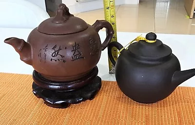 Buy 2 X MINIATURE CHINESE TEA POT. Great CONDITION. MARKING TO BASE. SIGNED + CALLIG • 25£