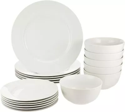 Buy Basics 18-Piece Dinnerware Set, Service For 6, White • 29.99£
