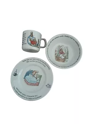 Buy Vintage Wedgwood Peter Rabbit Beatrix Potter Child’s Dinnerware Set 3 Piece 1993 • 31.58£