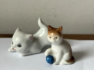 Buy 2 Vintage Porcelain China Cat Blue Ball Kitten Figurines 1.5/ 2.5'' Wade? Small • 3.99£