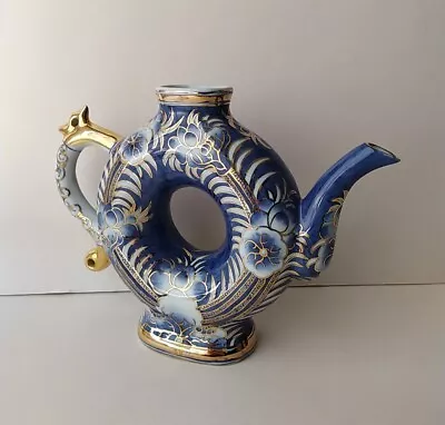 Buy Large Vintage Collectable Chinese Porcelain Donut Shaped Vase Teapot Signed Vase • 10£