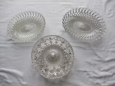 Buy 3 Large Vintage Cut Glass Bowls, 2 Oval, 1 Round • 3.49£