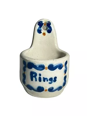 Buy MA HADLEY Blue & White Pottery RINGS Wall Mount Trinket Holder Pocket Dish • 14.14£